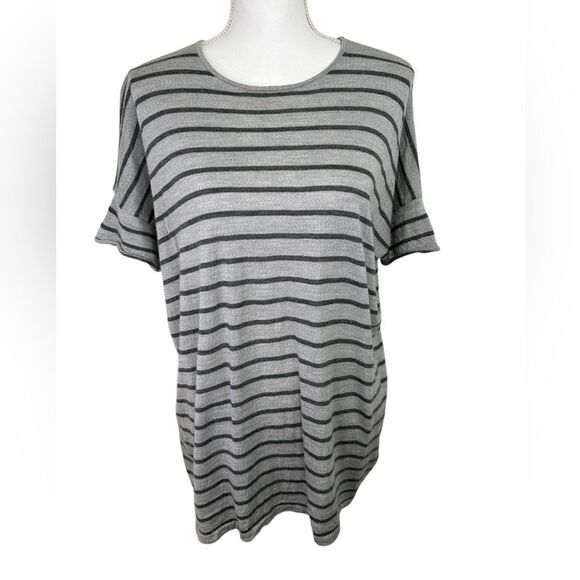 Eileen Fisher 100% Merino Wool Short Sleeve Striped Sweater Oversized Size S - Picture 1 of 8
